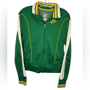 Nike Vintage Women’s Track Jacket Green Gold Full Zip Large